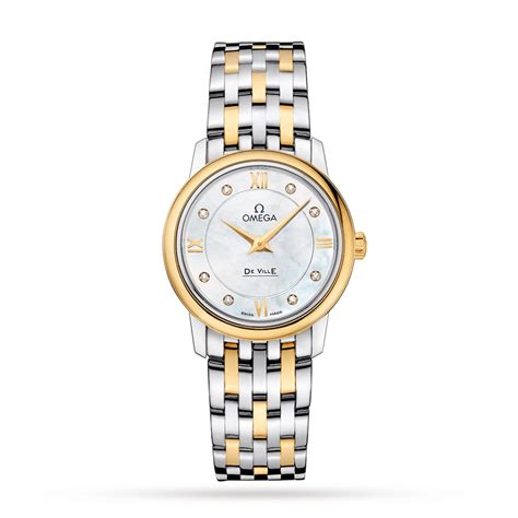 omega de ville prestige yellow gold case ladies quartz watch